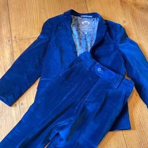 Appaman boys velvet teal blue suit